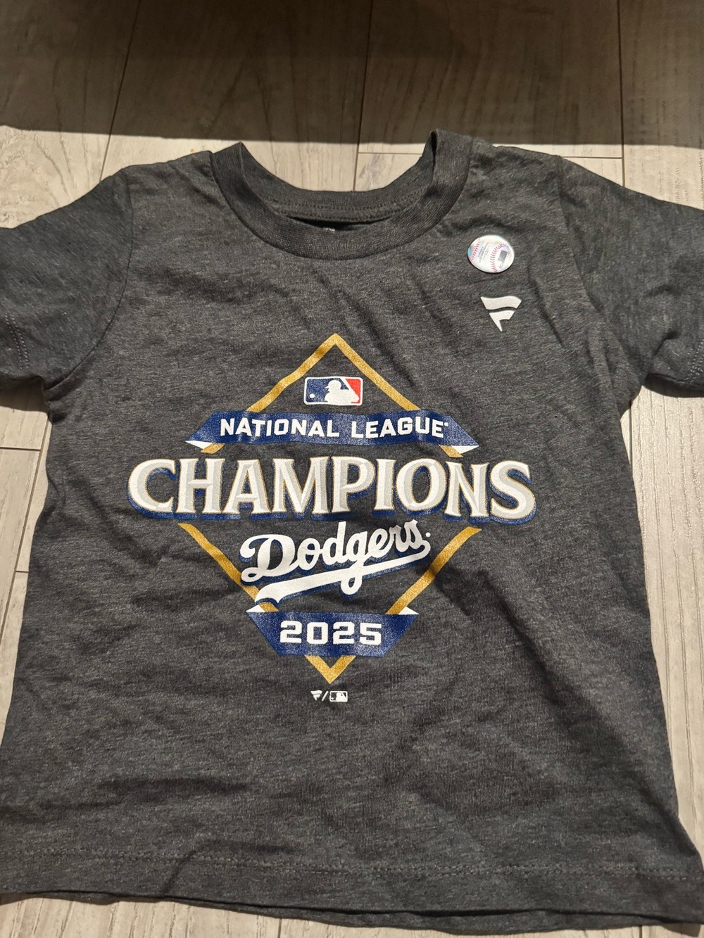 Genuine Merchandise Gray Dodgers National League Champions 2025 Kids Tee